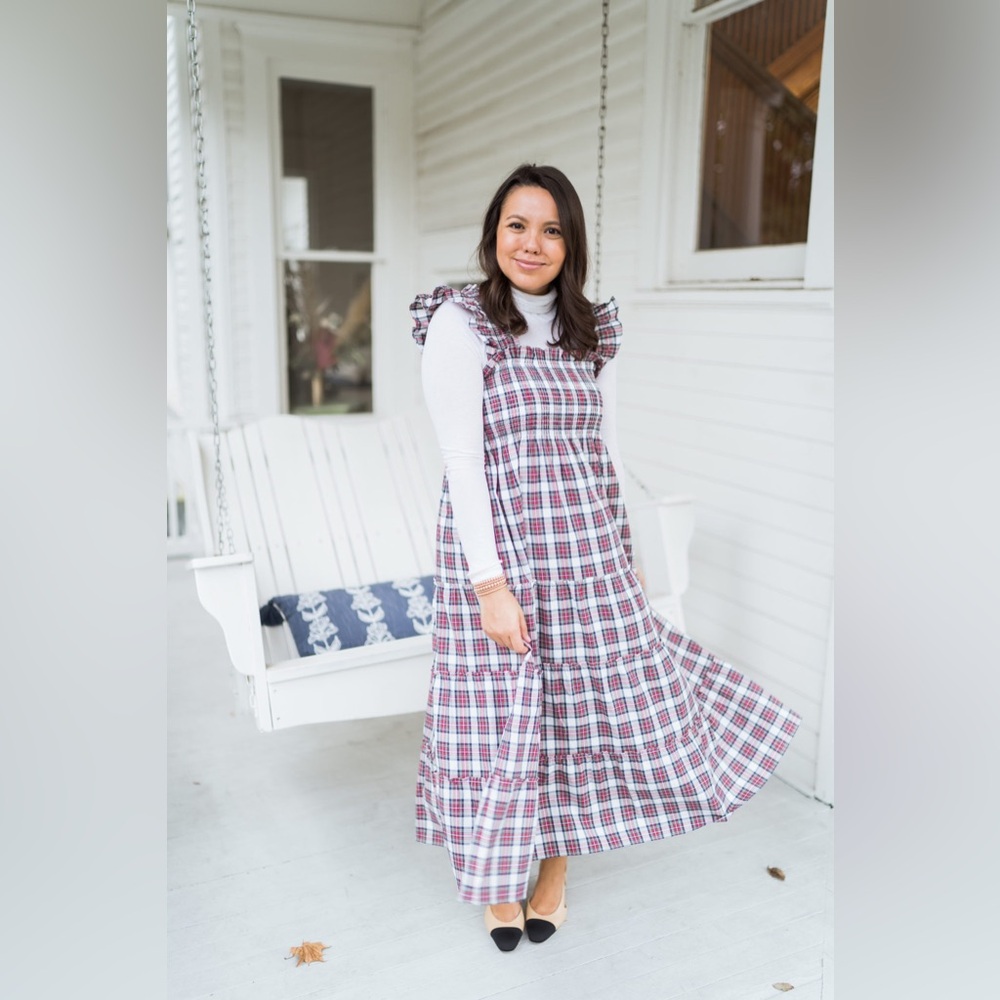 Hill House Home Ellie Nap Dress Multi Tartan Plaid British Style Smocked Ruffle